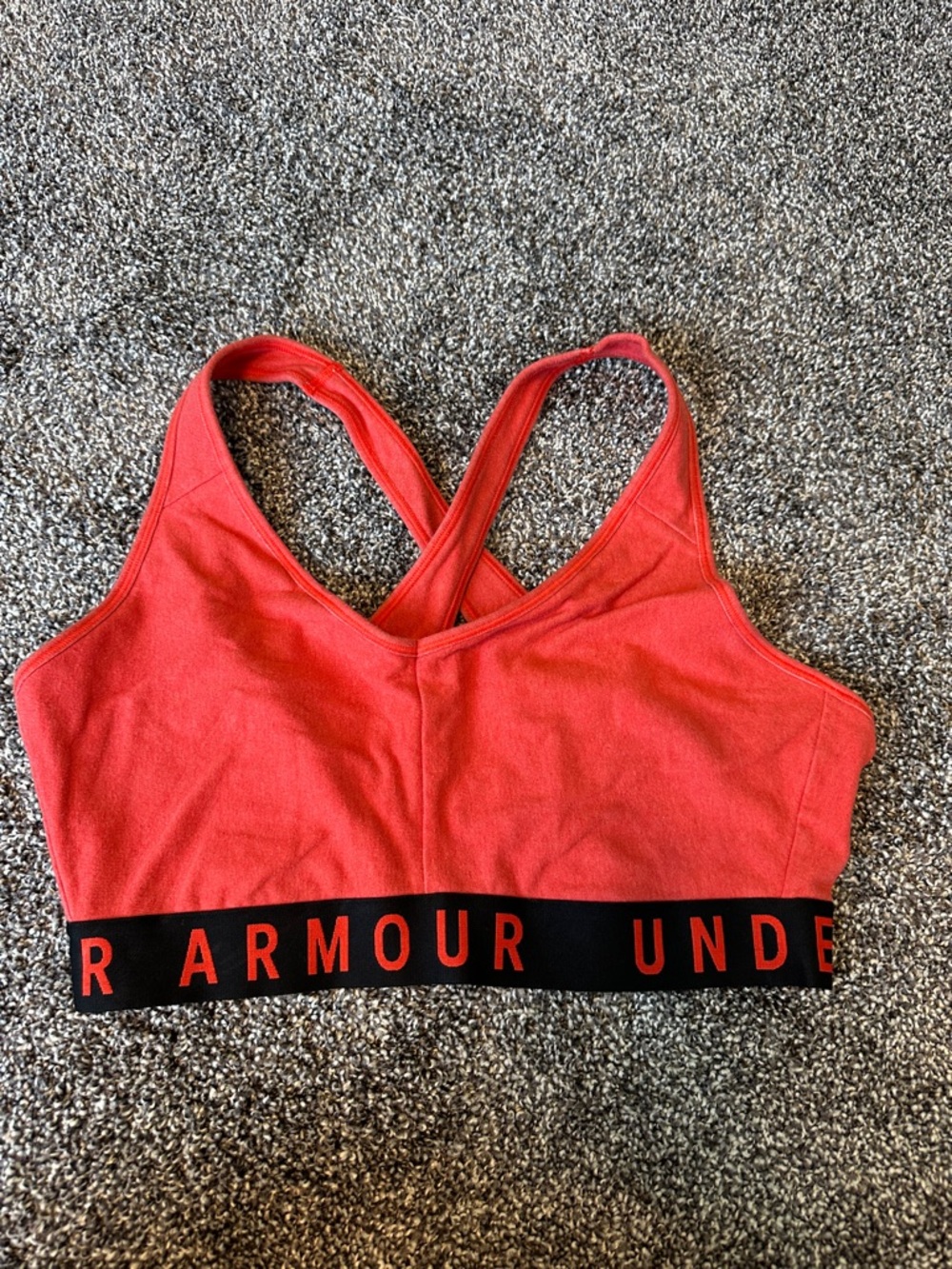 Under Armour Redish Pink Crossback Sports Bra with Black Branded Band